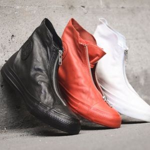 NEW WOMENS CONVERSE LEATHER SNEAKERS BLACK 5 35